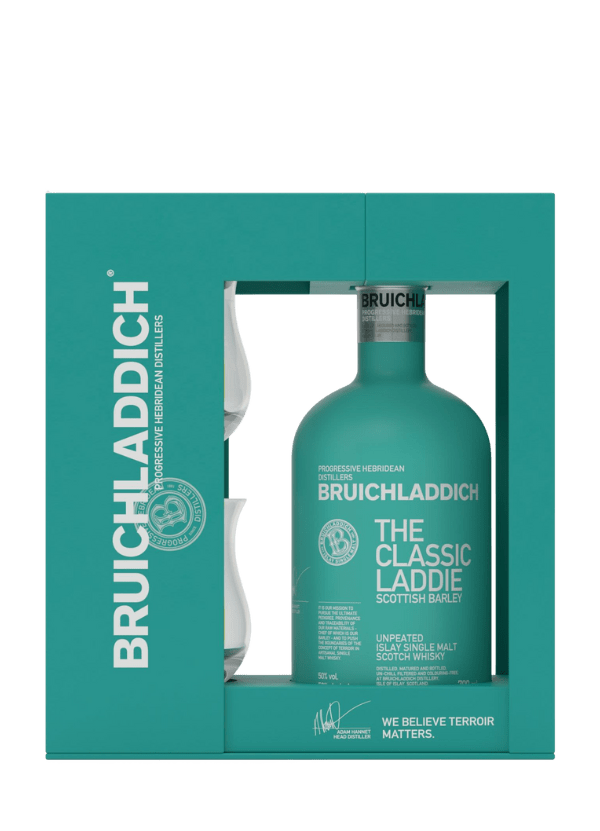 Bruichladdich 'The Classic Laddie' Unpeated Islay Single Malt Whisky (Gift Pack with 2 nosing glasses) - AlbertWines2u