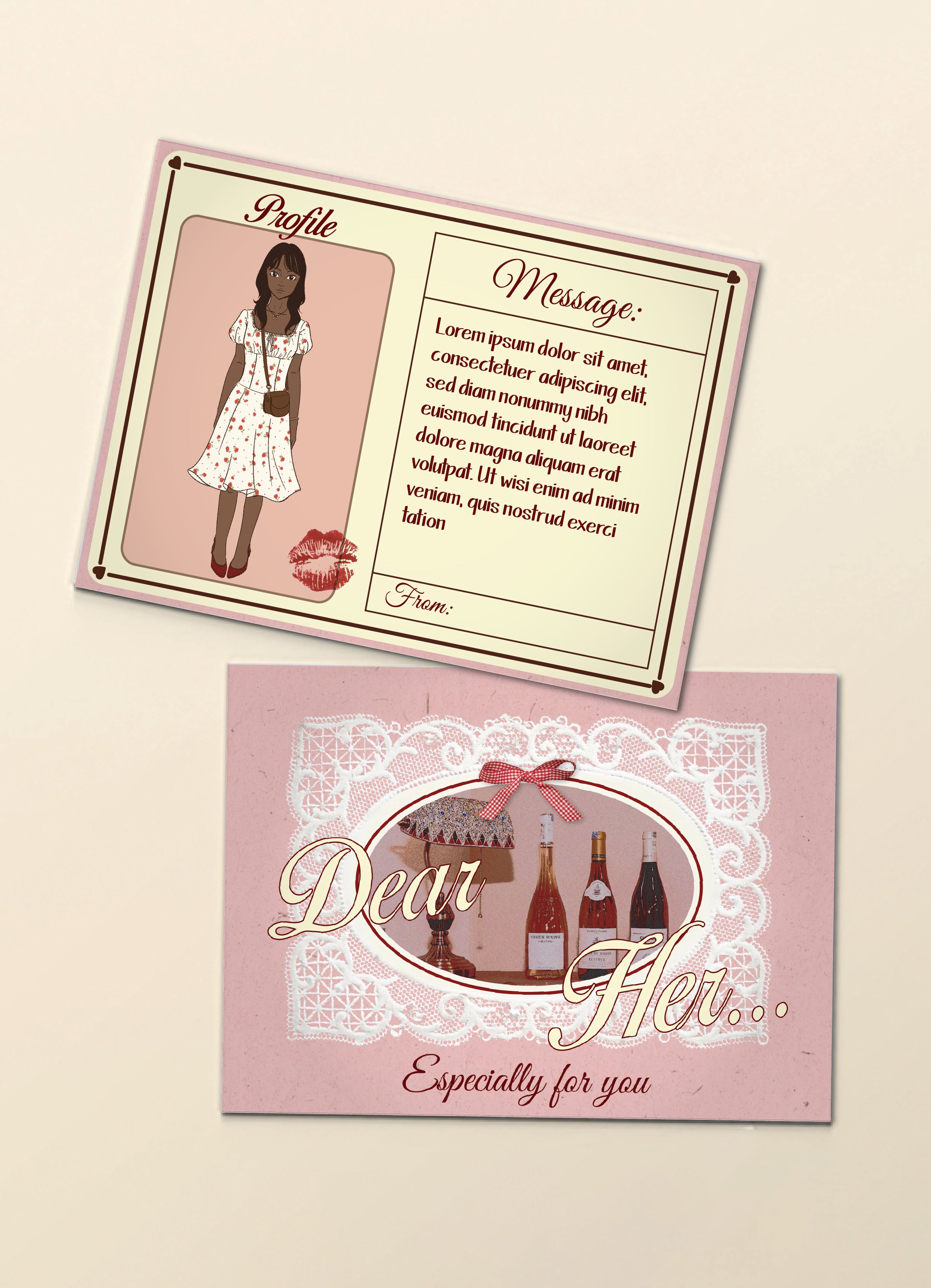 (NOT FOR SALE) Dear Her Personalised Greeting Card - AlbertWines2u