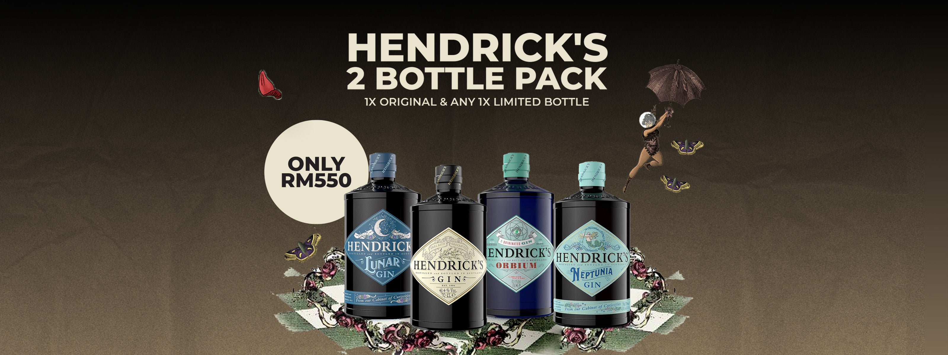 Great deal for Hendricks Gin 2 Bottle Bundle Packs for RM550
