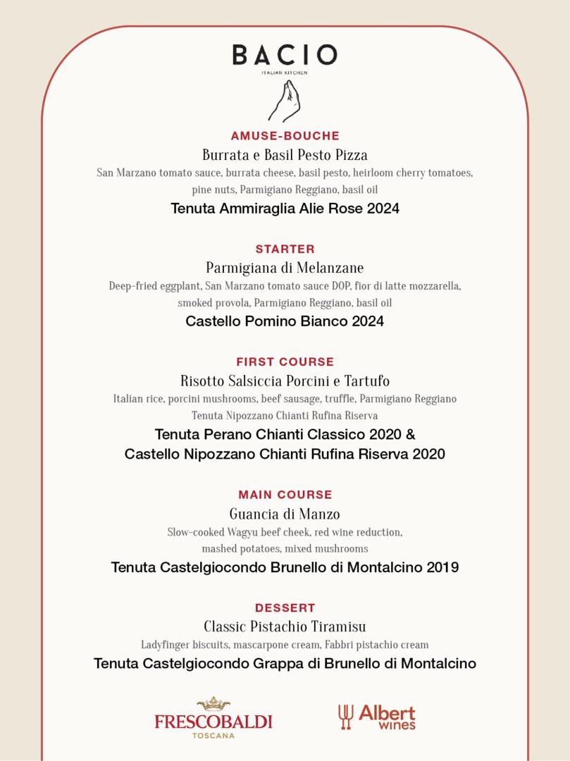 Italian Wine Dinner at Bacio: An Evening of Italian Refinement - AlbertWines2u