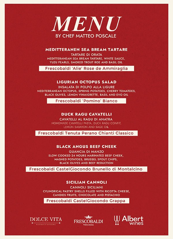 Frescobaldi Wine Dinner with Mr Alberto @ Dolce Vita - May 16th 2024 - AlbertWines2u