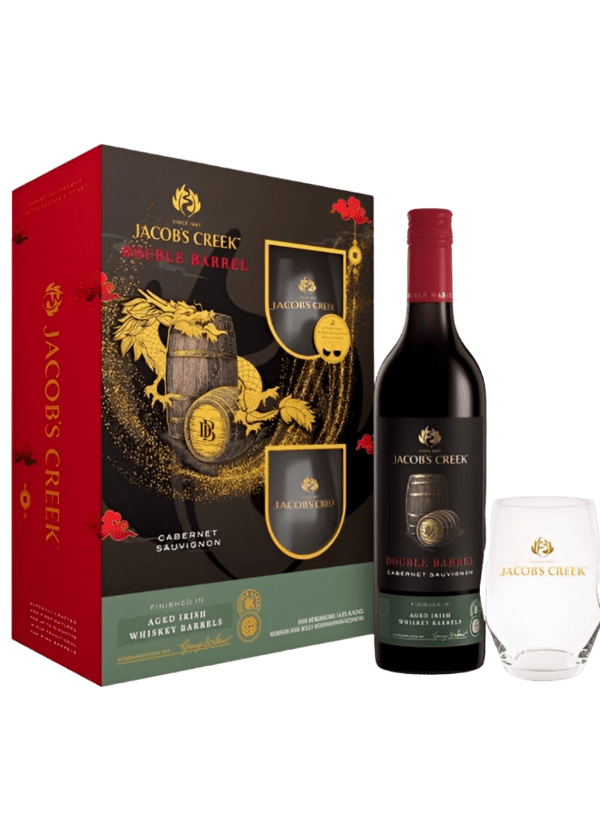 Jacob's Creek Double Barrel - Irish Whiskey Finish Cabernet Sauvignon (Limited Edition Gift Pack with 2 Stemless Glasses) - AlbertWines2u