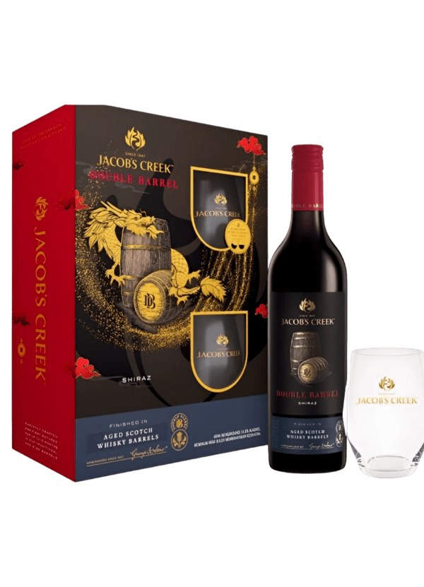 Jacob's Creek 'Double Barrel - Scotch Whisky Finish Shiraz (Limited Edition Gift Pack with 2 Stemless Glasses) - AlbertWines2u