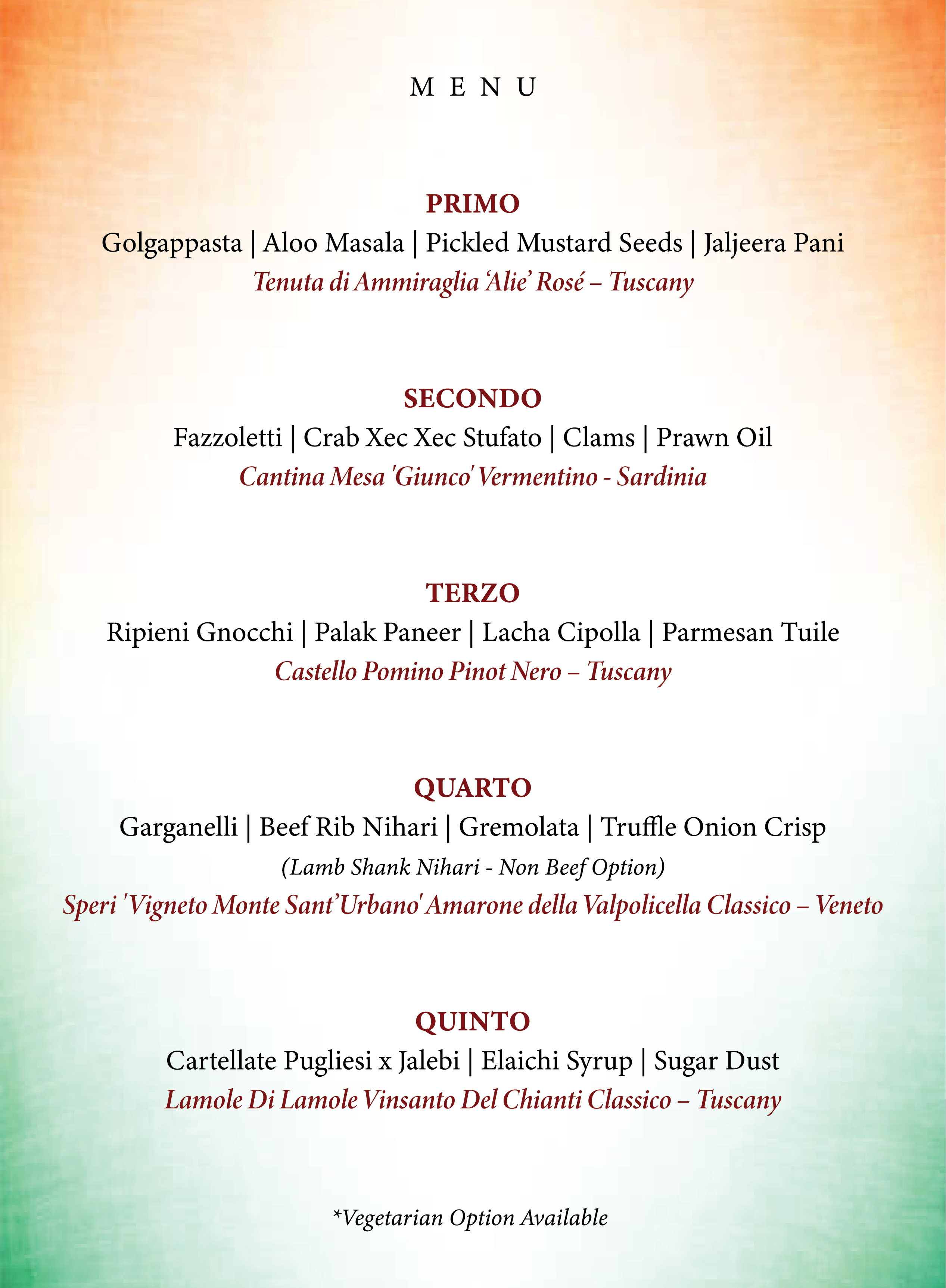 Four Hands Wine Dinner with Chef Imran at Luca BSC - AlbertWines2u