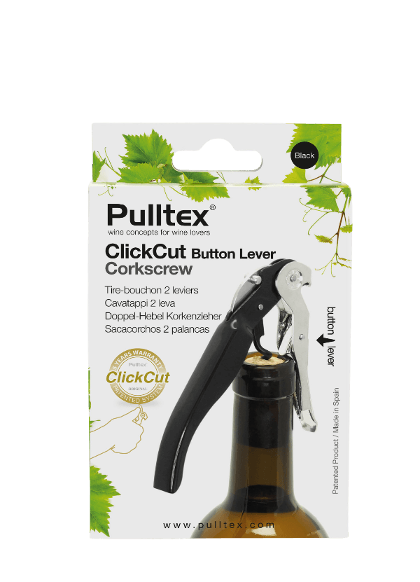 Pulltex 'ClickCut' Black Button Lever Corkscrew